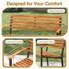 imageGiantex Outdoor Bench Acacia Wood Patio Loveseat with Slatted Backrest amp Seat Armrests Heavy Duty Metal Frame 800 lbs Capacity 2Person Garden Bench for Lawn Porch Yard and Park