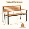 imageGiantex Outdoor Bench Acacia Wood Patio Loveseat with Slatted Backrest amp Seat Armrests Heavy Duty Metal Frame 800 lbs Capacity 2Person Garden Bench for Lawn Porch Yard and Park