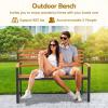 imageGiantex Outdoor Bench Acacia Wood Patio Loveseat with Slatted Backrest amp Seat Armrests Heavy Duty Metal Frame 800 lbs Capacity 2Person Garden Bench for Lawn Porch Yard and Park