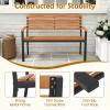 imageGiantex Outdoor Bench Acacia Wood Patio Loveseat with Slatted Backrest amp Seat Armrests Heavy Duty Metal Frame 800 lbs Capacity 2Person Garden Bench for Lawn Porch Yard and Park