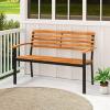 imageGiantex Outdoor Bench Acacia Wood Patio Loveseat with Slatted Backrest amp Seat Armrests Heavy Duty Metal Frame 800 lbs Capacity 2Person Garden Bench for Lawn Porch Yard and Park
