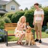 imageGiantex Outdoor Bench Acacia Wood Patio Loveseat with Slatted Backrest amp Seat Armrests Heavy Duty Metal Frame 800 lbs Capacity 2Person Garden Bench for Lawn Porch Yard and Park