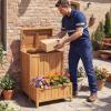 imageGiantex Outdoor Planter with Storage Box Wooden Planter Box with Lid amp Gas Rod Multifunctional Garden Planter Package Drop Boxes for Pool Accessories Garden Tools Porch amp Balcony Organization