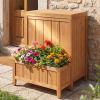 imageGiantex Outdoor Planter with Storage Box Wooden Planter Box with Lid amp Gas Rod Multifunctional Garden Planter Package Drop Boxes for Pool Accessories Garden Tools Porch amp Balcony Organization