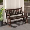 imageGiantex Outdoor Rocking Bench Patio Loveseat Rocker for 2 wErgonomic Back amp Log Arms Carbonized Fir Wood Frame Wooden Double Rocking Chair for Porch Garden 710 LB Capacity Rustic Brown 21