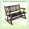 imageGiantex Outdoor Rocking Bench Patio Loveseat Rocker for 2 wErgonomic Back amp Log Arms Carbonized Fir Wood Frame Wooden Double Rocking Chair for Porch Garden 710 LB Capacity Rustic Brown 21
