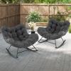 imageGiantex Outdoor Rocking Chair Indoor Oversized Egg Papasan Chair with Padded Cushion Patio Rocker Chair wMetal Frame for Porch Garden Backyard 450 lbs Capacity BeigeGrey