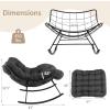 imageGiantex Outdoor Rocking Chair Indoor Oversized Egg Papasan Chair with Padded Cushion Patio Rocker Chair wMetal Frame for Porch Garden Backyard 450 lbs Capacity BeigeGrey
