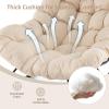imageGiantex Outdoor Rocking Chair Indoor Oversized Egg Papasan Chair with Padded Cushion Patio Rocker Chair wMetal Frame for Porch Garden Backyard 450 lbs Capacity BeigeBeige