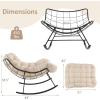 imageGiantex Outdoor Rocking Chair Indoor Oversized Egg Papasan Chair with Padded Cushion Patio Rocker Chair wMetal Frame for Porch Garden Backyard 450 lbs Capacity BeigeBeige