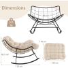 imageGiantex Outdoor Rocking Chair Indoor Oversized Egg Papasan Chair with Padded Cushion Patio Rocker Chair wMetal Frame for Porch Garden Backyard 450 lbs Capacity BeigeBeige