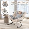 imageGiantex Outdoor Rocking Chair Indoor Oversized Egg Papasan Chair with Padded Cushion Patio Rocker Chair wMetal Frame for Porch Garden Backyard 450 lbs Capacity BeigeBeige