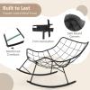imageGiantex Outdoor Rocking Chair Indoor Oversized Egg Papasan Chair with Padded Cushion Patio Rocker Chair wMetal Frame for Porch Garden Backyard 450 lbs Capacity BeigeGrey
