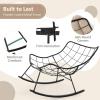 imageGiantex Outdoor Rocking Chair Indoor Oversized Egg Papasan Chair with Padded Cushion Patio Rocker Chair wMetal Frame for Porch Garden Backyard 450 lbs Capacity BeigeBeige