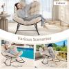 imageGiantex Outdoor Rocking Chair Indoor Oversized Egg Papasan Chair with Padded Cushion Patio Rocker Chair wMetal Frame for Porch Garden Backyard 450 lbs Capacity BeigeBeige