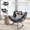 imageGiantex Outdoor Rocking Chair Indoor Oversized Egg Papasan Chair with Padded Cushion Patio Rocker Chair wMetal Frame for Porch Garden Backyard 450 lbs Capacity BeigeGrey