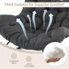 imageGiantex Outdoor Rocking Chair Indoor Oversized Egg Papasan Chair with Padded Cushion Patio Rocker Chair wMetal Frame for Porch Garden Backyard 450 lbs Capacity BeigeGrey