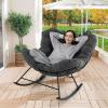imageGiantex Outdoor Rocking Chair Indoor Oversized Egg Papasan Chair with Padded Cushion Patio Rocker Chair wMetal Frame for Porch Garden Backyard 450 lbs Capacity BeigeGrey