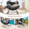 imageGiantex Outdoor Rocking Chair Indoor Oversized Egg Papasan Chair with Padded Cushion Patio Rocker Chair wMetal Frame for Porch Garden Backyard 450 lbs Capacity BeigeGrey