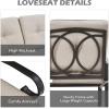 imageGiantex Patio Loveseat with Coffee Table Outdoor Bench with Cushion and Metal Frame Loveseat Porch Furniture Set Sofa for Garden Yard Patio or Poolside Deep Red amp BlackLight Beige  Black