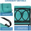 imageGiantex Patio Loveseat with Coffee Table Outdoor Bench with Cushion and Metal Frame Loveseat Porch Furniture Set Sofa for Garden Yard Patio or Poolside Deep Red amp BlackTurquoise  Black