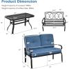 imageGiantex Patio Loveseat with Coffee Table Outdoor Bench with Cushion and Metal Frame Loveseat Porch Furniture Set Sofa for Garden Yard Patio or Poolside Deep Red amp BlackBlue  Black