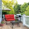 imageGiantex Patio Loveseat with Coffee Table Outdoor Bench with Cushion and Metal Frame Loveseat Porch Furniture Set Sofa for Garden Yard Patio or Poolside Deep Red amp BlackRed  Black