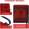 imageGiantex Patio Loveseat with Coffee Table Outdoor Bench with Cushion and Metal Frame Loveseat Porch Furniture Set Sofa for Garden Yard Patio or Poolside Deep Red amp BlackDeep Red  Black