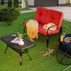 imageGiantex Patio Loveseat with Coffee Table Outdoor Bench with Cushion and Metal Frame Loveseat Porch Furniture Set Sofa for Garden Yard Patio or Poolside Deep Red amp BlackRed  Black