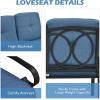 imageGiantex Patio Loveseat with Coffee Table Outdoor Bench with Cushion and Metal Frame Loveseat Porch Furniture Set Sofa for Garden Yard Patio or Poolside Deep Red amp BlackBlue  Black