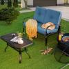 imageGiantex Patio Loveseat with Coffee Table Outdoor Bench with Cushion and Metal Frame Loveseat Porch Furniture Set Sofa for Garden Yard Patio or Poolside Deep Red amp BlackNavy  Black
