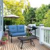 imageGiantex Patio Loveseat with Coffee Table Outdoor Bench with Cushion and Metal Frame Loveseat Porch Furniture Set Sofa for Garden Yard Patio or Poolside Deep Red amp BlackNavy  Black
