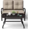 imageGiantex Patio Loveseat with Coffee Table Outdoor Bench with Cushion and Metal Frame Loveseat Porch Furniture Set Sofa for Garden Yard Patio or Poolside Deep Red amp BlackBeige  Black