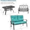 imageGiantex Patio Loveseat with Coffee Table Outdoor Bench with Cushion and Metal Frame Loveseat Porch Furniture Set Sofa for Garden Yard Patio or Poolside Deep Red amp BlackTurquoise  Black
