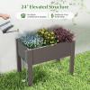imageGiantex Raised Garden Bed with Legs SelfWatering Planter Box with Water Level Indicator Drainage Hole amp Detachable Space Dividers Outdoor Plant Container for Flower Vegetable Fruit Herb BrownBrown