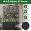 imageGiantex Raised Garden Bed with Trellis 58 Tall PE Rattan Planter Box wLiner amp Drainage Metal Frame Privacy Screen for Vertical Climbing Plants Vegetables amp Flowers Patio Balcony GardeningBlack