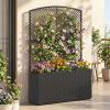 imageGiantex Raised Garden Bed with Trellis 58 Tall PE Rattan Planter Box wLiner amp Drainage Metal Frame Privacy Screen for Vertical Climbing Plants Vegetables amp Flowers Patio Balcony GardeningBlack
