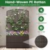 imageGiantex Raised Garden Bed with Trellis 58 Tall PE Rattan Planter Box wLiner amp Drainage Metal Frame Privacy Screen for Vertical Climbing Plants Vegetables amp Flowers Patio Balcony GardeningBrown