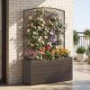 imageGiantex Raised Garden Bed with Trellis 58 Tall PE Rattan Planter Box wLiner amp Drainage Metal Frame Privacy Screen for Vertical Climbing Plants Vegetables amp Flowers Patio Balcony GardeningBrown
