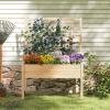 imageGiantex Raised Garden Bed with Trellis Wooden Elevated Planter Box with Legs Drainage Holes for Climbing Plants Vines Vegetables Flowers Herbs Outdoor Horticulture Planter for Patio Yard BrownNatural
