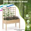 imageGiantex Raised Garden Bed with Trellis Wooden Elevated Planter Box with Legs Drainage Holes for Climbing Plants Vines Vegetables Flowers Herbs Outdoor Horticulture Planter for Patio Yard BrownNatural