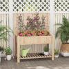 imageGiantex Raised Garden Bed with Trellis Wooden Elevated Planter Box with Legs Drainage Holes for Climbing Plants Vines Vegetables Flowers Herbs Outdoor Horticulture Planter for Patio Yard BrownNatural