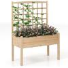 imageGiantex Raised Garden Bed with Trellis Wooden Elevated Planter Box with Legs Drainage Holes for Climbing Plants Vines Vegetables Flowers Herbs Outdoor Horticulture Planter for Patio Yard BrownNatural