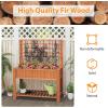 imageGiantex Raised Garden Bed with Trellis Wooden Elevated Planter Box with Legs Drainage Holes for Climbing Plants Vines Vegetables Flowers Herbs Outdoor Horticulture Planter for Patio Yard BrownBrown