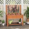 imageGiantex Raised Garden Bed with Trellis Wooden Elevated Planter Box with Legs Drainage Holes for Climbing Plants Vines Vegetables Flowers Herbs Outdoor Horticulture Planter for Patio Yard BrownBrown