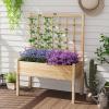 imageGiantex Raised Garden Bed with Trellis Wooden Elevated Planter Box with Legs Drainage Holes for Climbing Plants Vines Vegetables Flowers Herbs Outdoor Horticulture Planter for Patio Yard BrownNatural