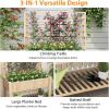 imageGiantex Raised Garden Bed with Trellis Wooden Elevated Planter Box with Legs Drainage Holes for Climbing Plants Vines Vegetables Flowers Herbs Outdoor Horticulture Planter for Patio Yard BrownNatural