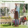 imageGiantex Raised Garden Bed with Trellis Wooden Elevated Planter Box with Legs Drainage Holes for Climbing Plants Vines Vegetables Flowers Herbs Outdoor Horticulture Planter for Patio Yard BrownNatural