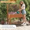 imageGiantex Raised Garden Bed with Trellis Wooden Elevated Planter Box with Legs Drainage Holes for Climbing Plants Vines Vegetables Flowers Herbs Outdoor Horticulture Planter for Patio Yard BrownBrown