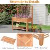 imageGiantex Raised Garden Bed with Trellis Wooden Elevated Planter Box with Legs Drainage Holes for Climbing Plants Vines Vegetables Flowers Herbs Outdoor Horticulture Planter for Patio Yard BrownBrown